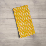 Shadowbright Mustard Yellow Tea Towel with White Geometric Design,
