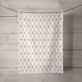 Shadowbright Dish/Kitchen White Tea Towel with Copper Lines Geometric Design