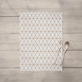 Shadowbright Dish/Kitchen White Tea Towel with Copper Lines Geometric Design