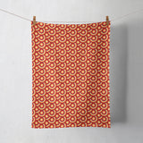 Shadowbright Orange Tea Towels with 70's Retro Design, Dish/Kitchen Towels