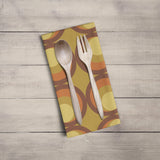 Shadowbright Mustard Yellow Tea Towel with Orange and Brown Retro Design