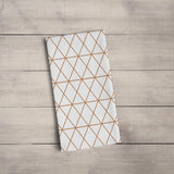 Shadowbright Dish/Kitchen White Tea Towel with Copper Lines Geometric Design
