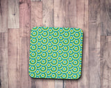 Shadowbright Green Retro 70's Design Geometric Circle Design Coasters - 9cm x 9cm
