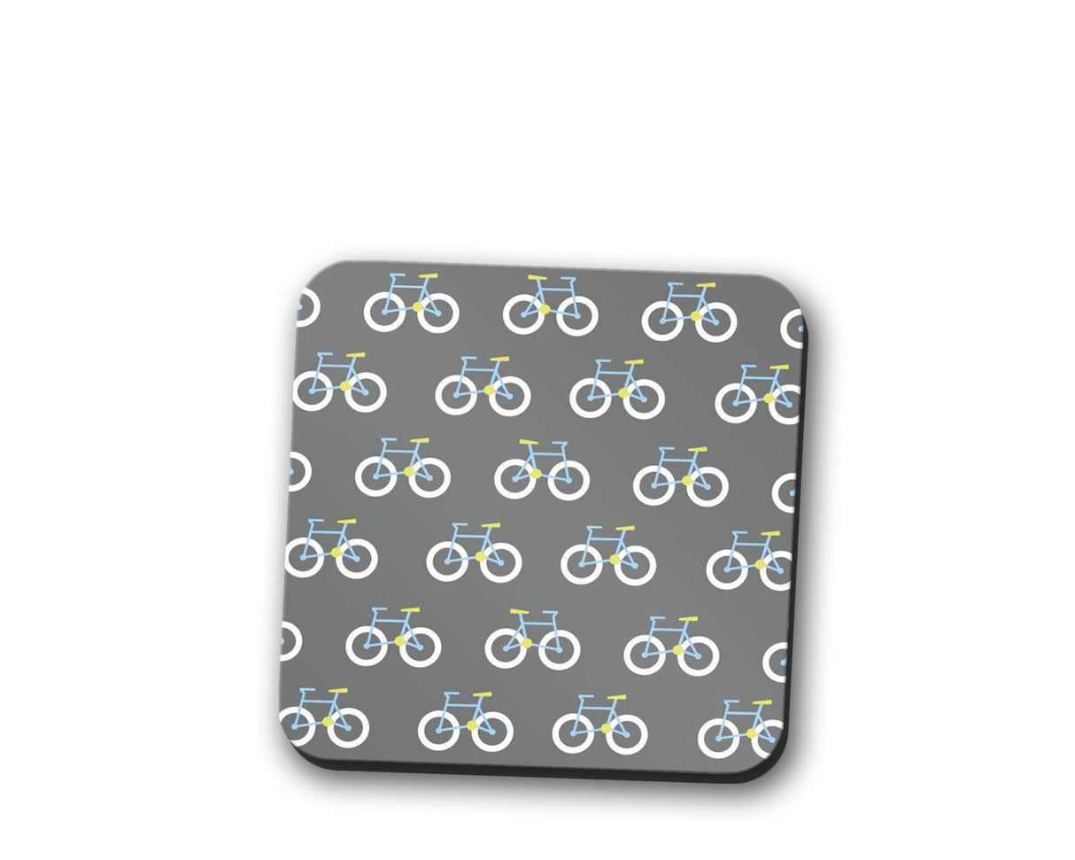Shadowbright Grey Coaster with a Bicycle Design, Table Decor Drinks Mat