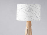 Shadowbright White Lampshade with a Grey Lines Geometric Design