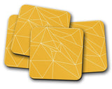 Shadowbright Yellow Coasters with a White Line Geometric Design, Table Mat