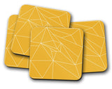 Shadowbright Yellow Coasters with a White Line Geometric Design, Table Mat