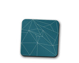 Shadowbright Teal Coasters with a White Line Geometric Design - 9cm x 9cm