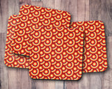 Shadowbright Orange Retro 70's Design Coasters, Table Decor Drinks Mat