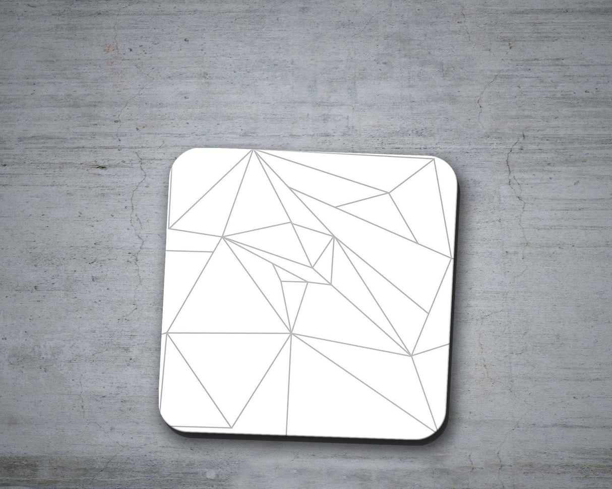 Shadowbright White Coasters with Grey Geometric Line Design, Table Decor Mat