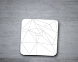 Shadowbright White Coasters with Grey Geometric Line Design, Table Decor Mat