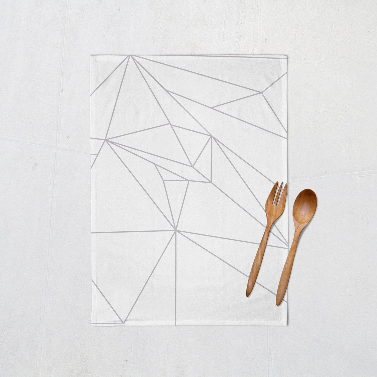 Shadowbright White Tea Towel with Grey Geometric Line Design, Dish/Kitchen Towel