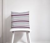 Shadowbright Purple and Duck Egg Blue Striped Cushion, Throw Pillow