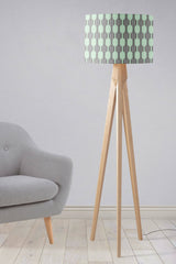 Shadowbright Grey Lampshade with Mint Green Geometric Design, Ceiling or Table