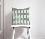 Shadowbright Grey and Mint Green Geometric Design Cushion, Throw Pillow