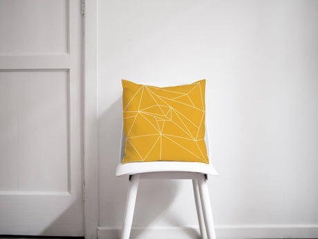 Shadowbright Yellow Cushion with White Lines Geometric Design, Throw Pillow