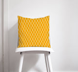Shadowbright Yellow Cushion with a White Geometric Design, Throw Pillow