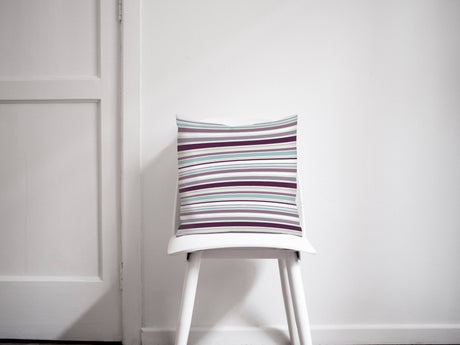 Shadowbright Purple and Duck Egg Blue Striped Cushion, Throw Pillow