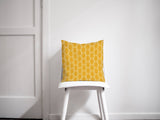 Shadowbright Yellow Cushion with White Squares Geometric Design, Throw Pillow
