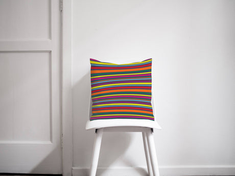 Shadowbright Rainbow Striped Design Cushion, Throw Pillow