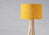 Shadowbright Yellow Lampshade with White Lines Geometric Design