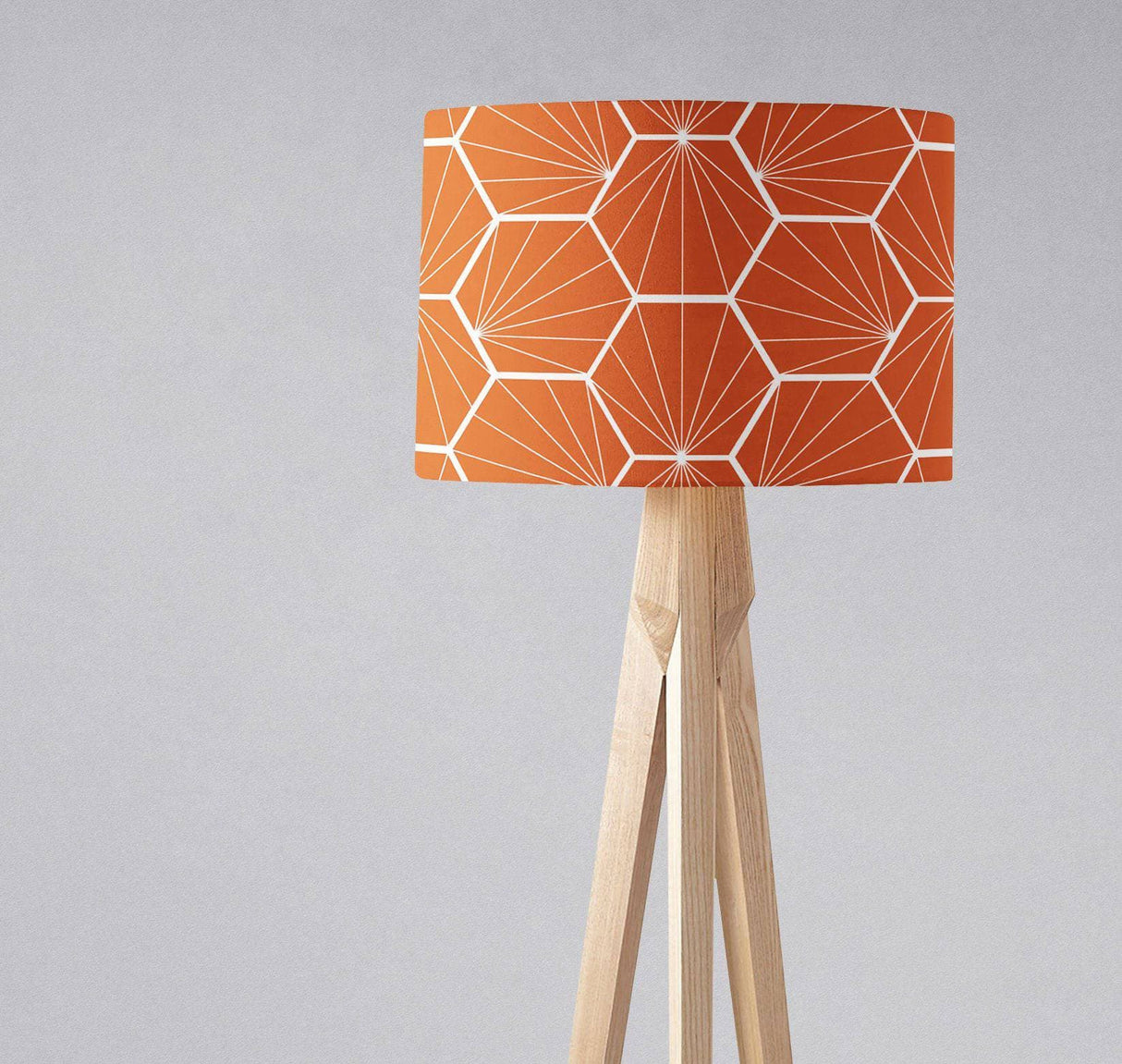 Shadowbright Orange Ceiling or Table Lampshade with White Hexagon Design