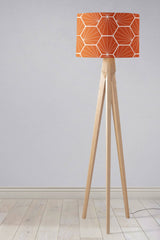 Shadowbright Orange Ceiling or Table Lampshade with White Hexagon Design