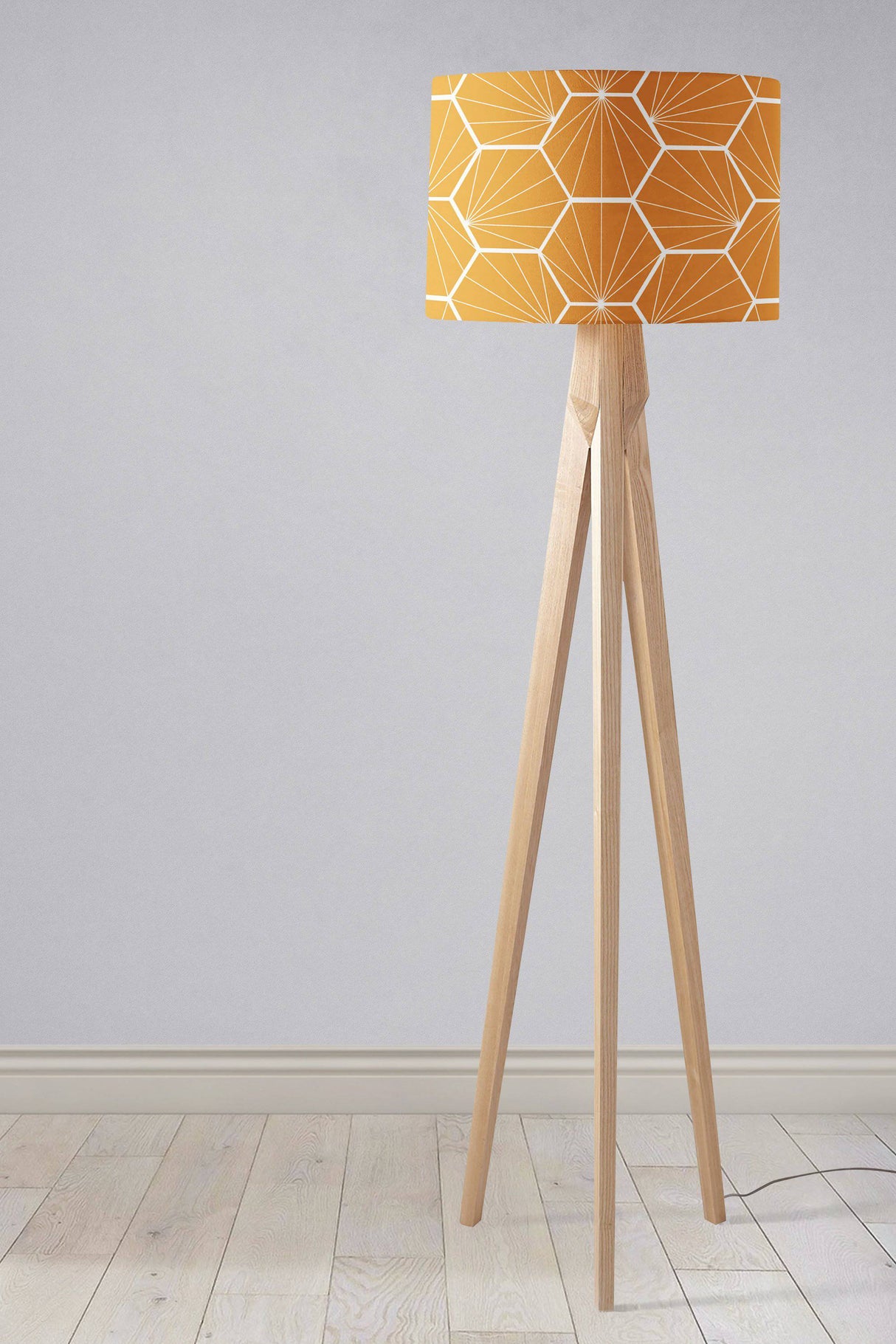 Shadowbright Butterscotch Yellow Geometric Hexagons Lampshade