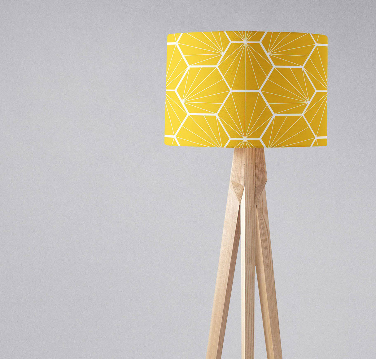 Shadowbright Yellow Lampshade with White Hexagon Design