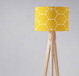 Shadowbright Yellow Lampshade with White Hexagon Design