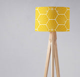 Shadowbright Yellow Lampshade with White Hexagon Design