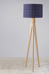 Shadowbright Navy Blue with White Lines Geometric Design Lampshade