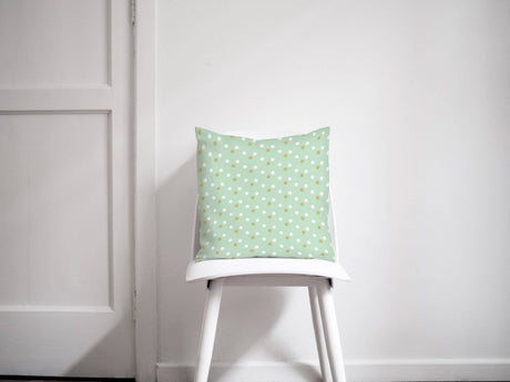 Shadowbright Mint Green Cushion with Gold/White Spotted Design, Throw Pillow