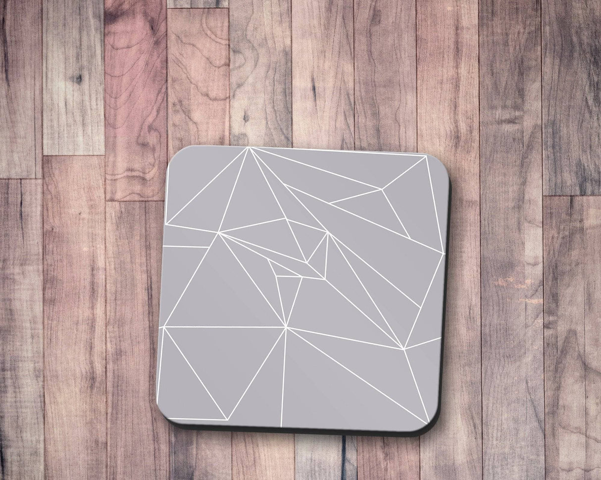 Shadowbright Grey Coasters with White Lines Geometric Design, Table Decor Mat