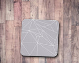 Shadowbright Grey Coasters with White Lines Geometric Design, Table Decor Mat