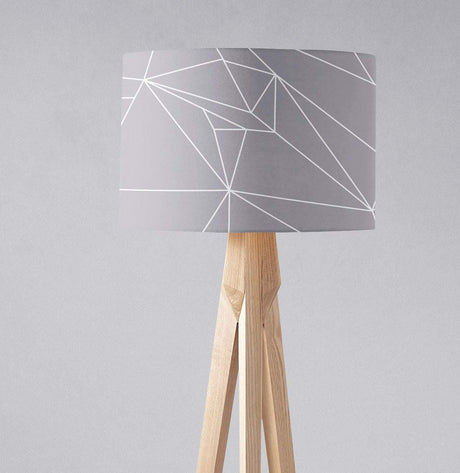 Shadowbright Grey and White Lines Geometric Design Lampshade