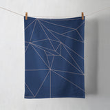 Shadowbright Navy Blue with Rose Gold Lines Geometric Design Tea Towel