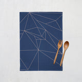 Shadowbright Navy Blue with Rose Gold Lines Geometric Design Tea Towel