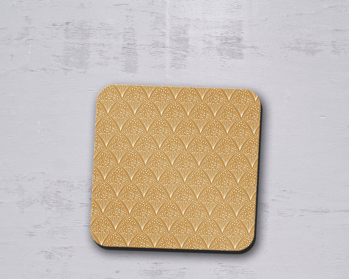 Shadowbright Gold and White Contemporary Design Coasters, 9cm x 9cm