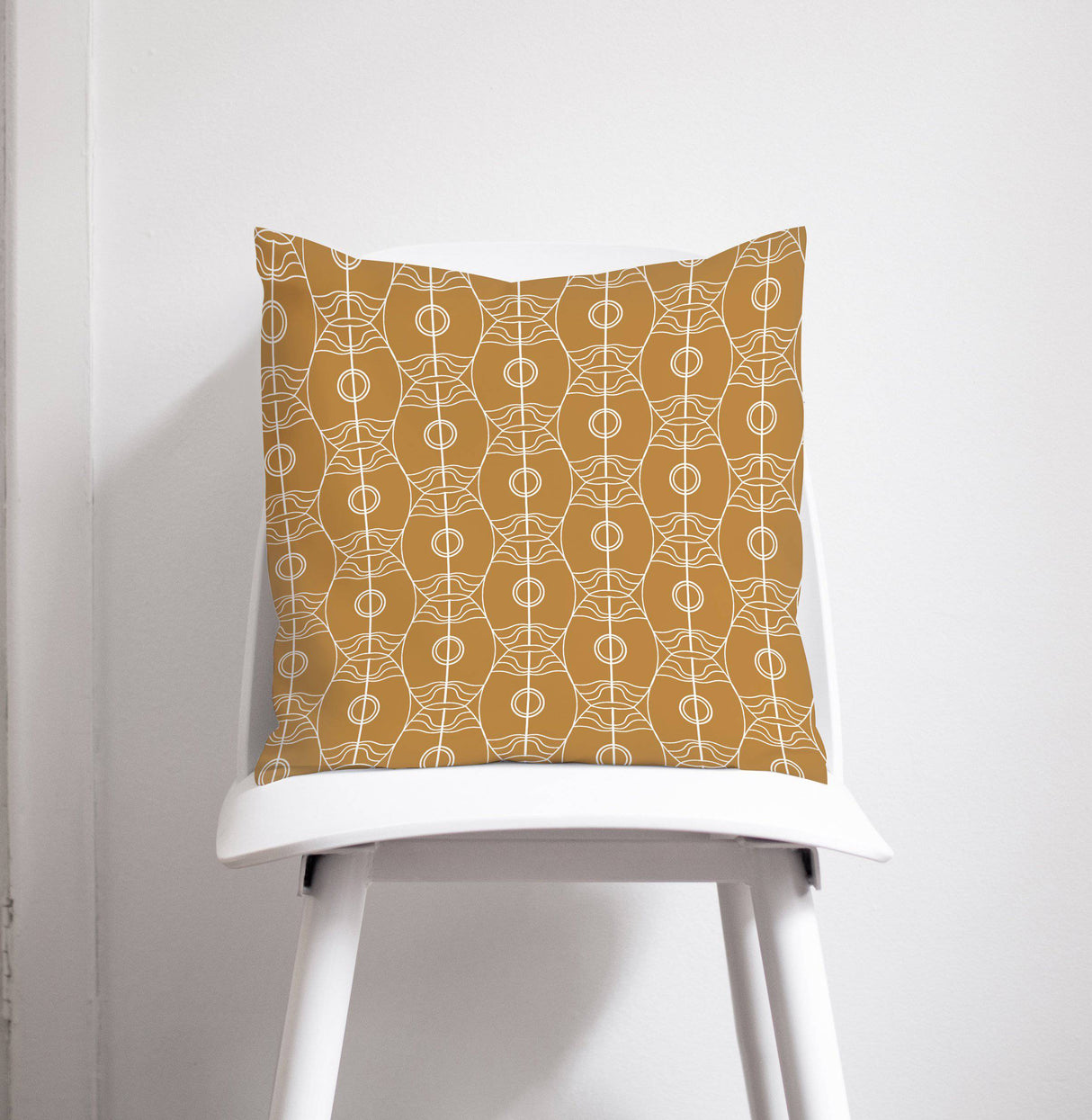 Shadowbright Gold and White Art Nouveau Design Cushion, Throw Pillow