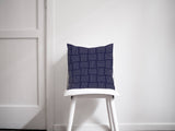 Shadowbright Navy Blue with White Lines Geometric Design Cushions, Throw Pillow