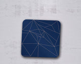 Shadowbright Navy Blue with Rose Gold Lines Geometric Design Coaster, Table Mat