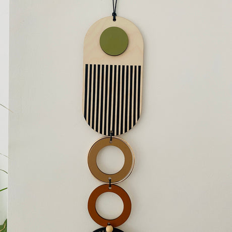 Modern Geometric Wood Wall Art | Slim Centrepiece Tapestry Decor