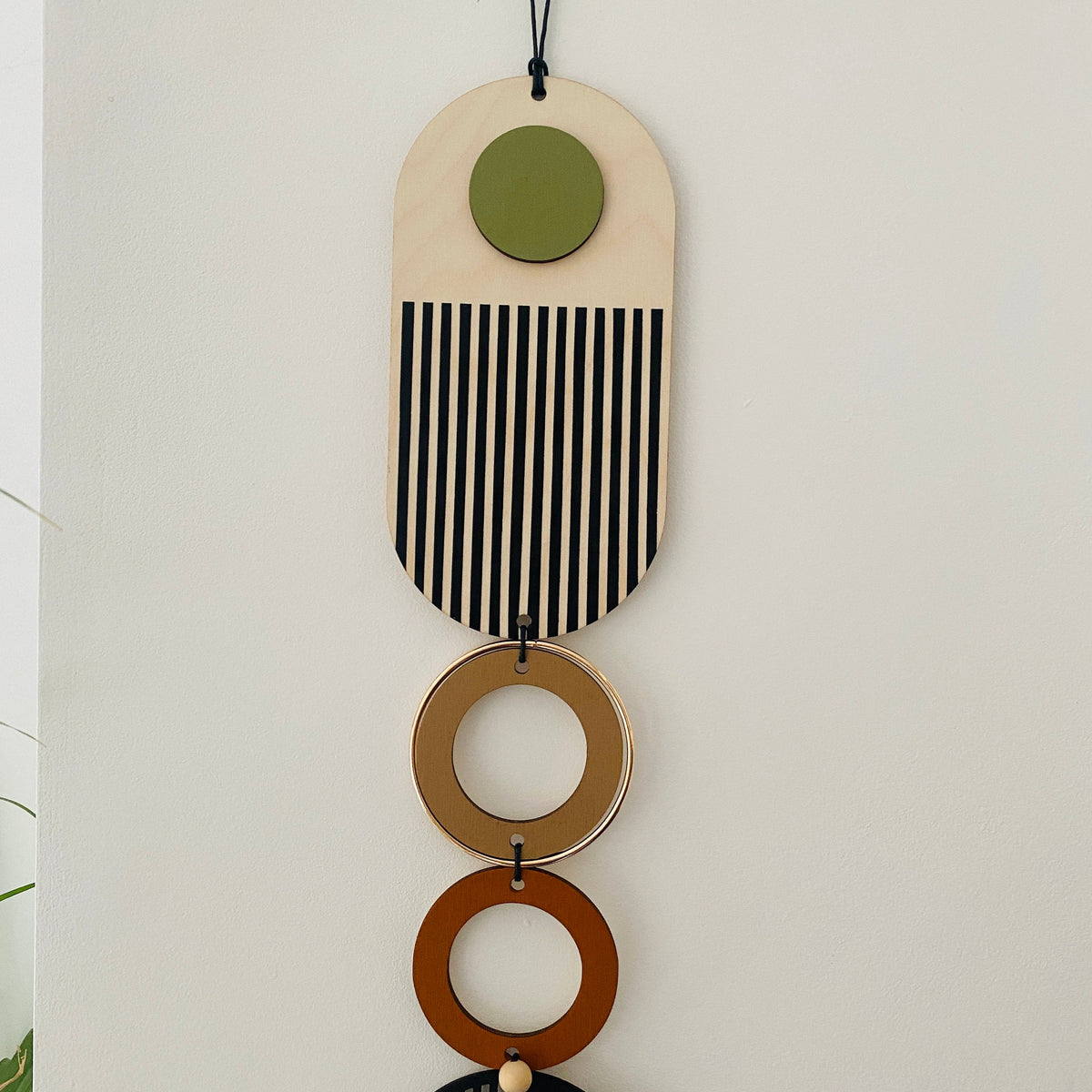 Modern Geometric Wood Wall Art | Slim Centrepiece Tapestry Decor