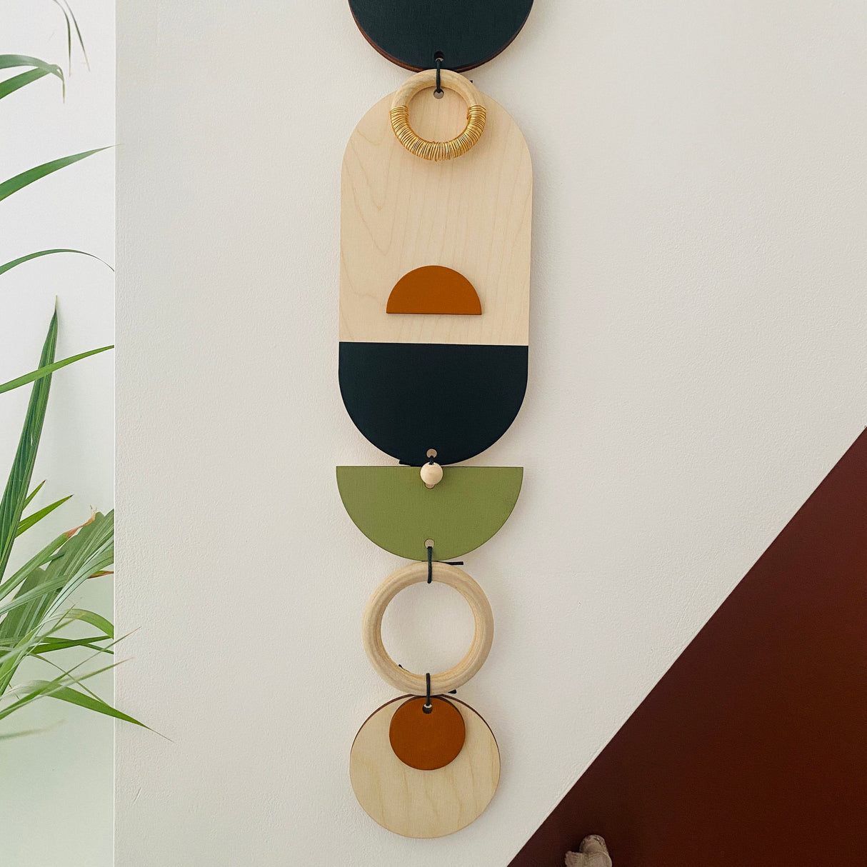 Modern Slim Wood Wall Art – Geometric Artwork Minimal Home Decor