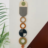Modern Geometric Wood Wall Art | Slim Centrepiece Tapestry Decor