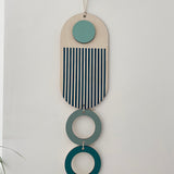 Blue Geometric Wood Wall Art | Slim-Line Tapestry Decor
