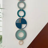 Blue Geometric Wood Wall Art | Slim-Line Tapestry Decor