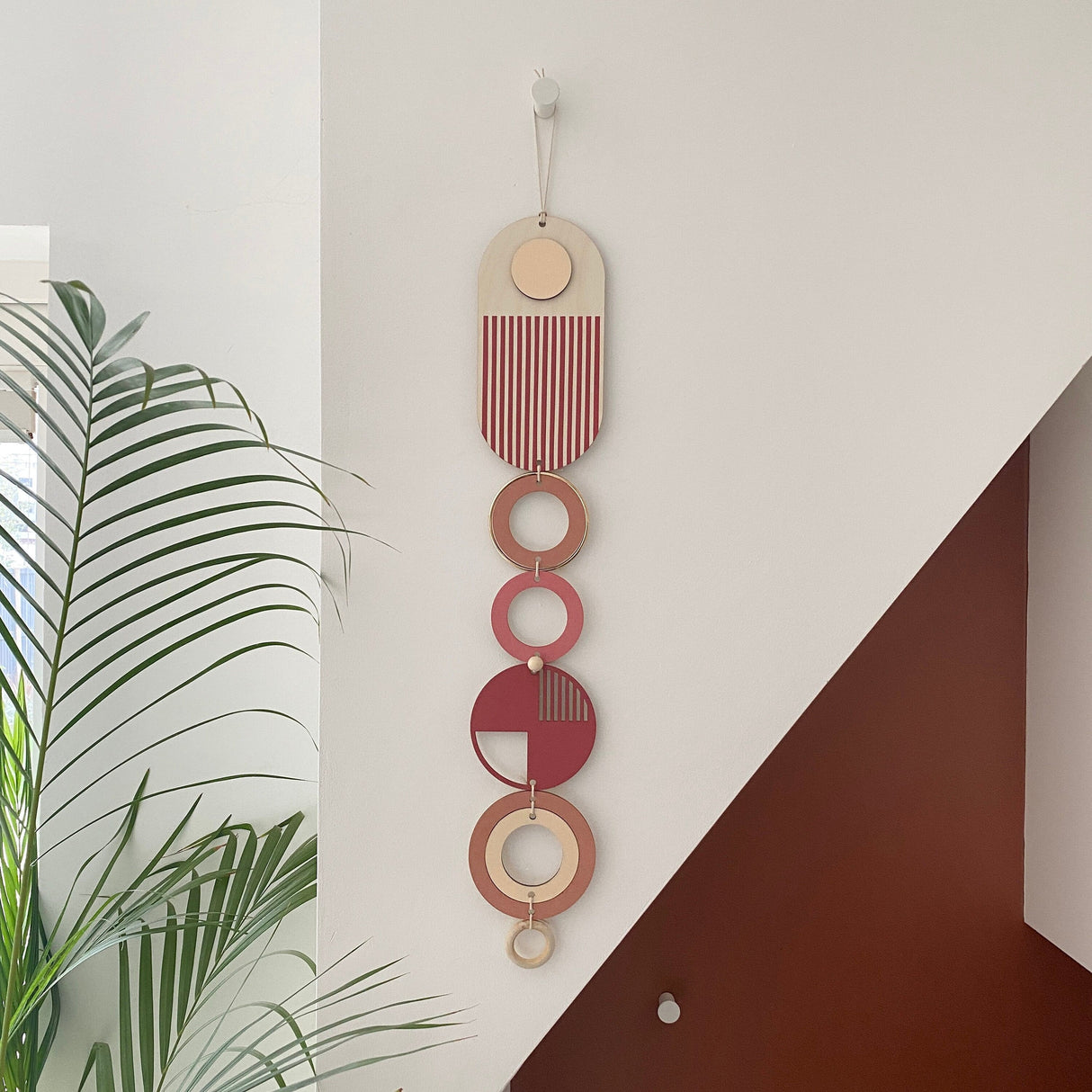 Pink Modern Wood Wall Art - Geometric Artwork