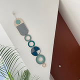 Blue Geometric Wood Wall Art | Slim-Line Tapestry Decor